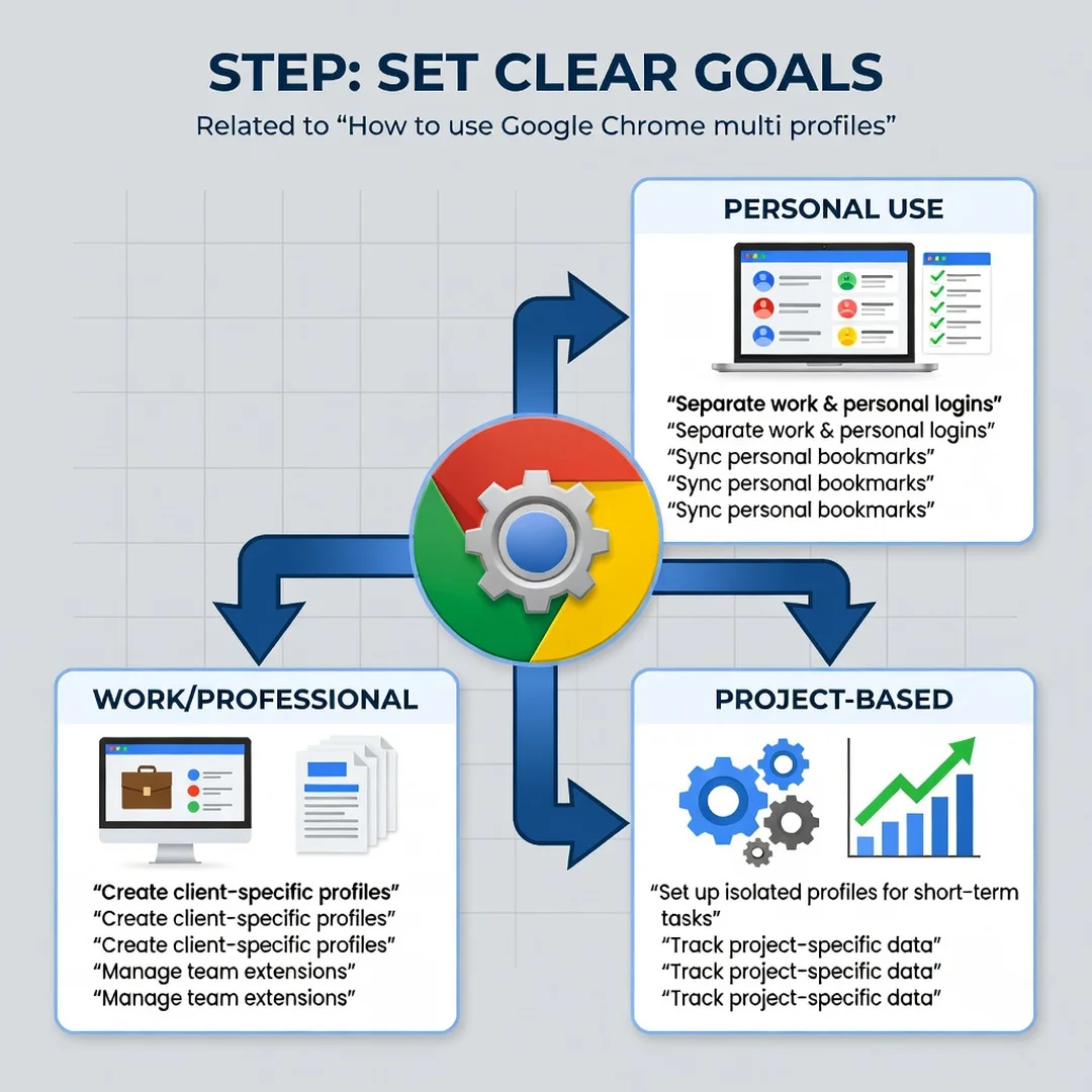 Step 3: Illustration for step: Set clear goals related to How to use google chrome multi profiles, professio