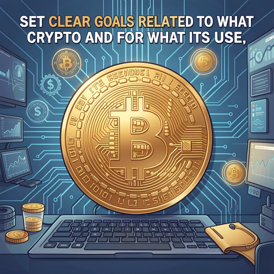 Step 3: Illustration for step: Set clear goals related to what is crypto and for what its use, professional
