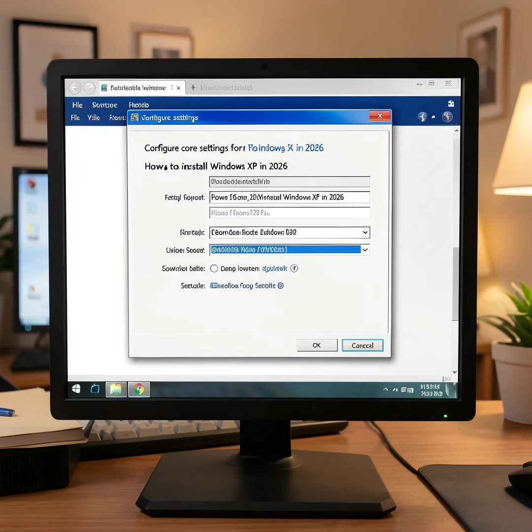 Step 3: Technical tutorial screenshot: Configure core settings for How to install windows xp in 2026, comput