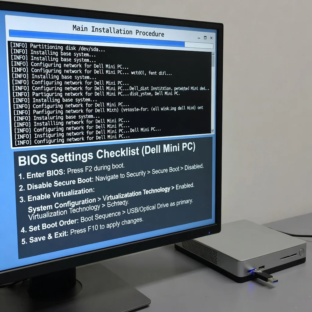 Step 4: Technical tutorial screenshot: Run the main installation procedure for install proxmox on dell mini 