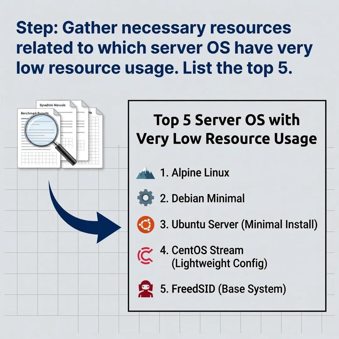 Step 4: Illustration for step: Gather necessary resources related to which server os have very low resources