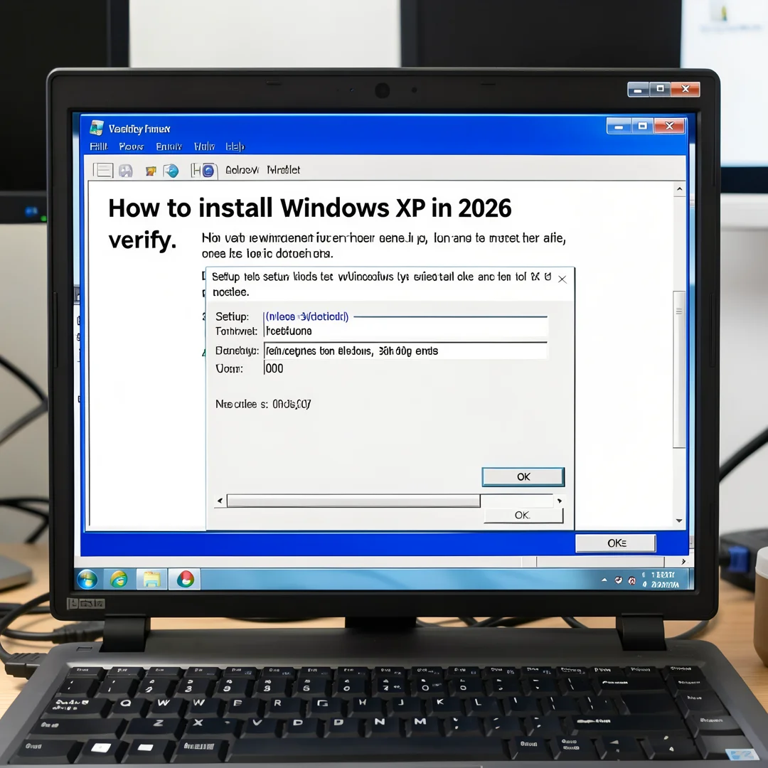 Step 5: Technical tutorial screenshot: Verify the installation for How to install windows xp in 2026, comput