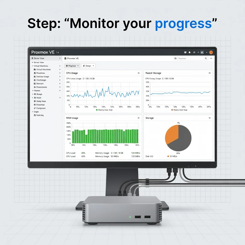 Step 6: Illustration for step: Monitor your progress related to install proxmox lates on mini pc detailed st
