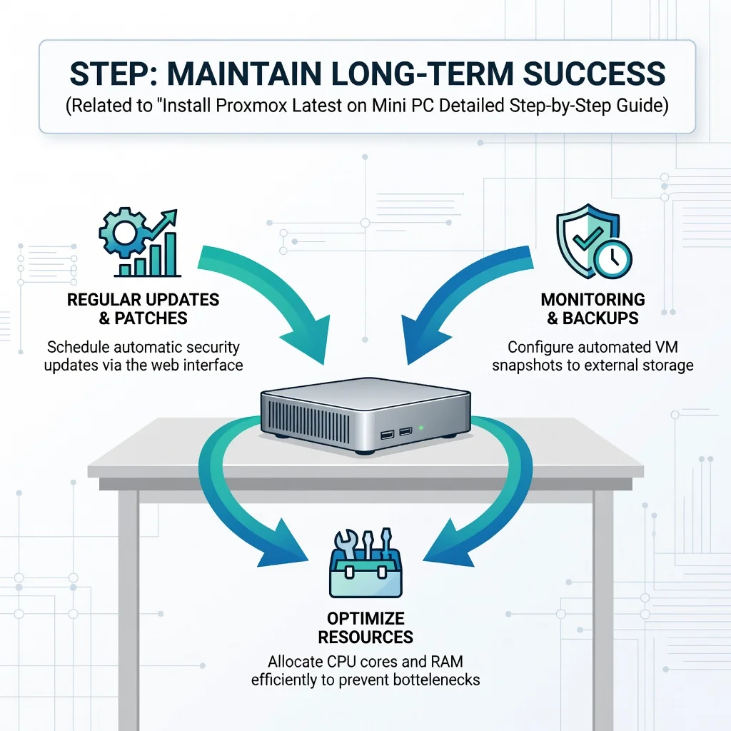 Step 8: Illustration for step: Maintain long-term success related to install proxmox lates on mini pc detail
